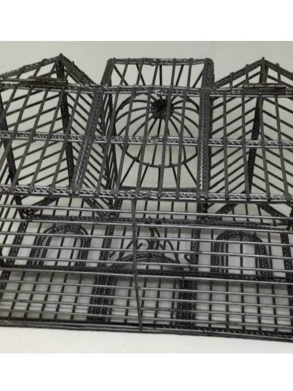 Ornate Gray Decorative Metal Birdcage Centerpiece